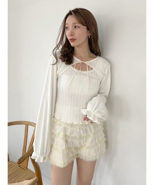 【SNIDEL HOME × 新木優子】シャーリングウエストチュールショートパンツ