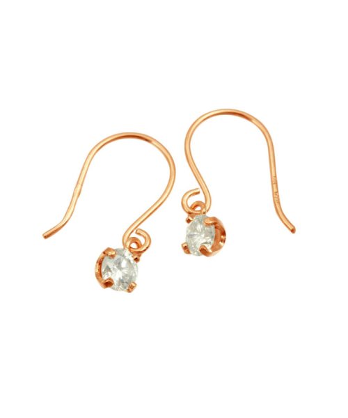 高級K18ゴールド 天然ダイヤモンド0.2ct 耳元でエレガントに揺れるフックピアス【K18PG ピンクゴールド】 K18PG