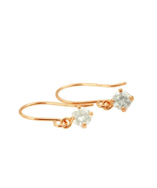 高級K18ゴールド 天然ダイヤモンド0.2ct 耳元でエレガントに揺れるフックピアス【K18PG ピンクゴールド】 K18PG