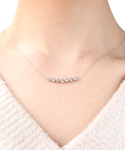 PT 天然ダイヤモンド 計 1ct ライン プラチナネックレス 【鑑別書付】 天然ダイヤモンド Pt850