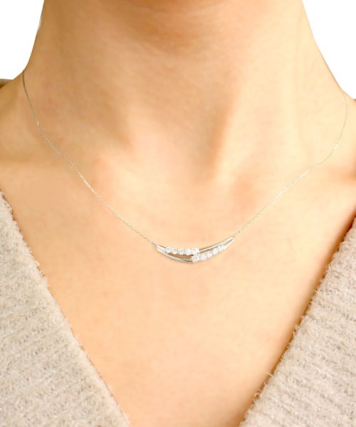 K18ゴールド 天然ダイヤモンド 計0.3ct デザイン ネックレス 【K18WG ホワイトゴールド】 天然ダイヤモンド 計0 3ct K18WG