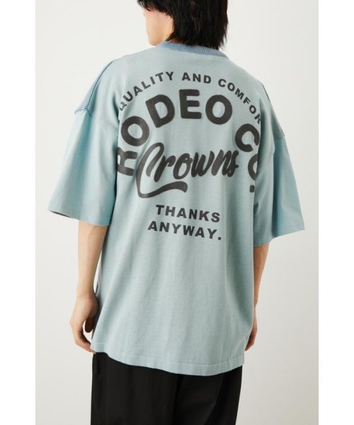 RODEO CROWNS WIDE BOWL(ロデオクラウンズワイドボウル)/メンズ　ロゴアイコン ニット ドッキング Tシャツ/img14