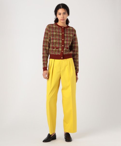 CABaN コットンカシミヤチェックジャカード カーディガン 