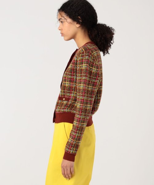 CABaN コットンカシミヤチェックジャカード カーディガン 