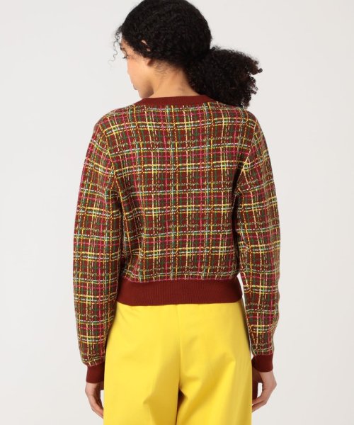 CABaN コットンカシミヤチェックジャカード カーディガン 