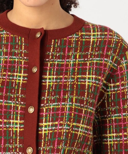 CABaN コットンカシミヤチェックジャカード カーディガン 