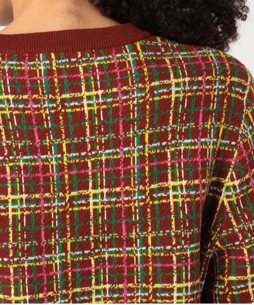 CABaN コットンカシミヤチェックジャカード カーディガン 