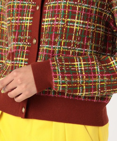 CABaN コットンカシミヤチェックジャカード カーディガン 
