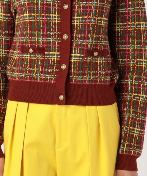 CABaN コットンカシミヤチェックジャカード カーディガン 