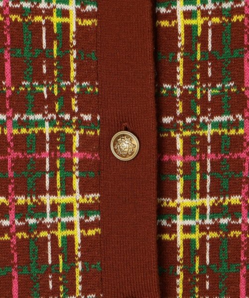 CABaN コットンカシミヤチェックジャカード カーディガン 