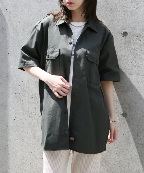 Dickies(Dickies)/【Dickies / ディッキーズ】SHIRTS SSFQ シャツ 羽織 半袖 ワークシャツ ロゴ ワンポイント ミドル丈 1574/img20