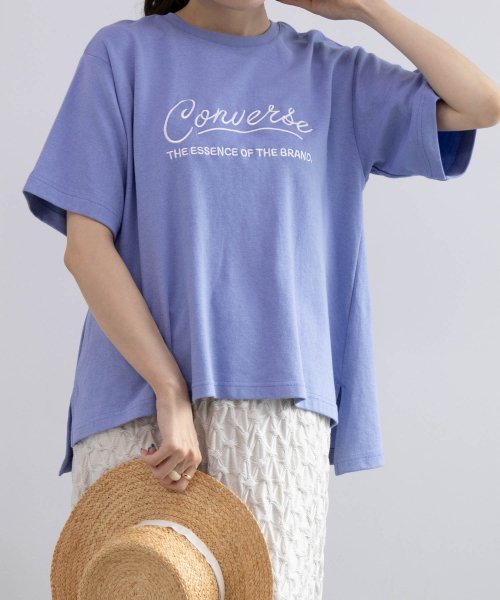 MAC HOUSE(women)(マックハウス（レディース）)/CONVERSE コンバース ポンチ素材 ロゴ刺繍Tシャツ 4282－9806/img01