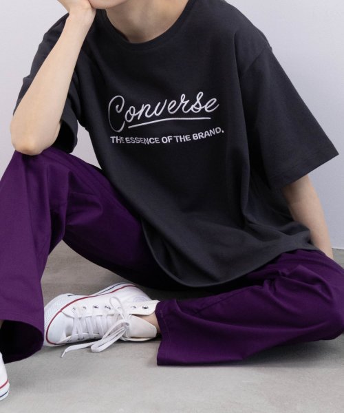 MAC HOUSE(women)(マックハウス（レディース）)/CONVERSE コンバース ポンチ素材 ロゴ刺繍Tシャツ 4282－9806/img03