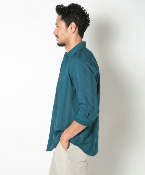 Men's Bigi(メンズビギ)/ストライプメッシュ7分シアーシャツ/img05