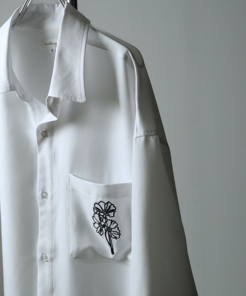 Nilway(ニルウェイ)/刺繍オーバーサイズレギュラーカラーシャツ/img01
