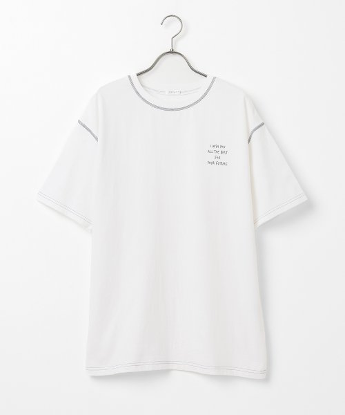Honeys(ハニーズ)/配色ステッチゆるロゴＴ トップス Tシャツ カットソー 半袖 ロゴ オーバーサイズ /img11