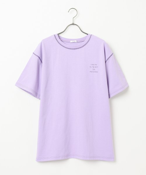 Honeys(ハニーズ)/配色ステッチゆるロゴＴ トップス Tシャツ カットソー 半袖 ロゴ オーバーサイズ /img15