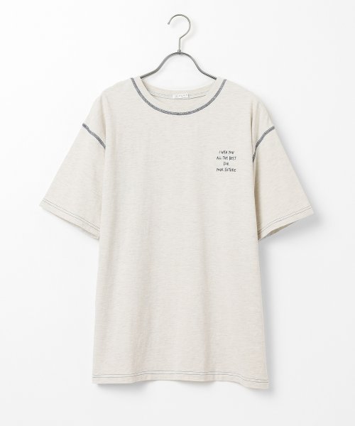Honeys(ハニーズ)/配色ステッチゆるロゴＴ トップス Tシャツ カットソー 半袖 ロゴ オーバーサイズ /img17
