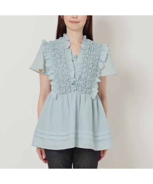 シャーリングブラウス 