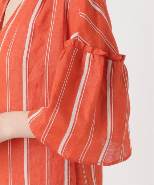 ドビーストライプリネンハーフスリーブワンピース SLOBE