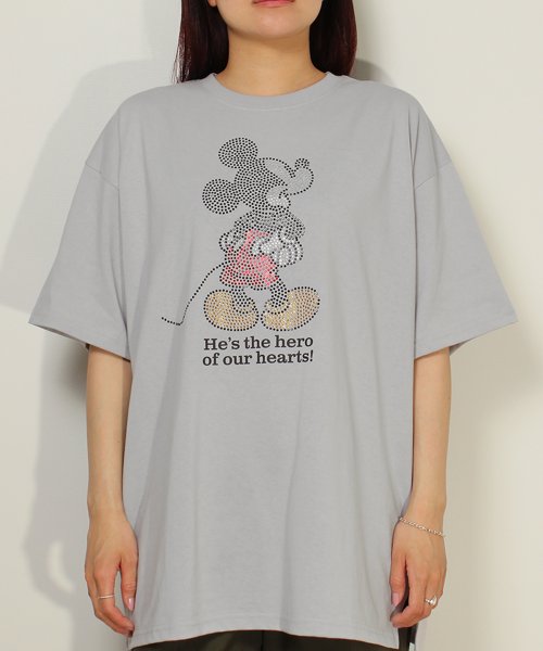 DISNEY(DISNEY)/【DISNEY/ディズニー】天竺 Mickey Mouseラインストーン半袖BIG Tシャツ/img18