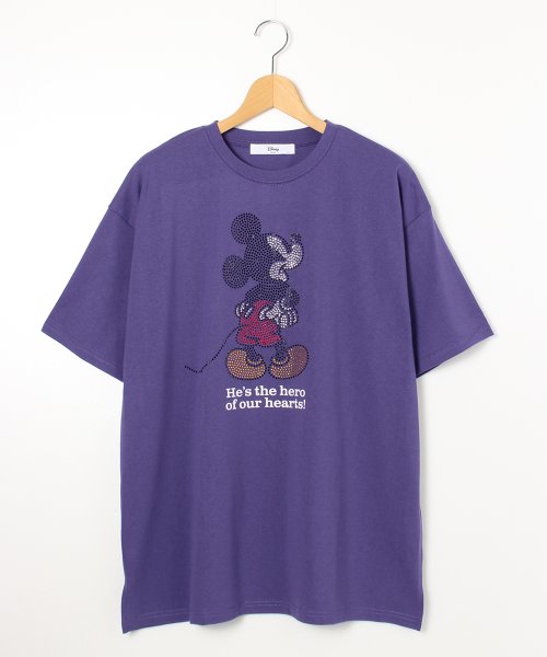 DISNEY(DISNEY)/【DISNEY/ディズニー】天竺 Mickey Mouseラインストーン半袖BIG Tシャツ/img24