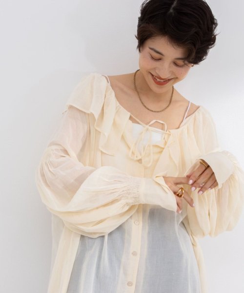 NOLLEY’S sophi(ノーリーズソフィー)/【crinkle crinkle crinkle/クリンクル クリンクル クリンクル】sheer cotton flare blouse/img06