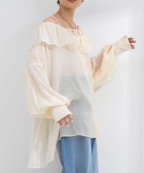 NOLLEY’S sophi(ノーリーズソフィー)/【crinkle crinkle crinkle/クリンクル クリンクル クリンクル】sheer cotton flare blouse/img07