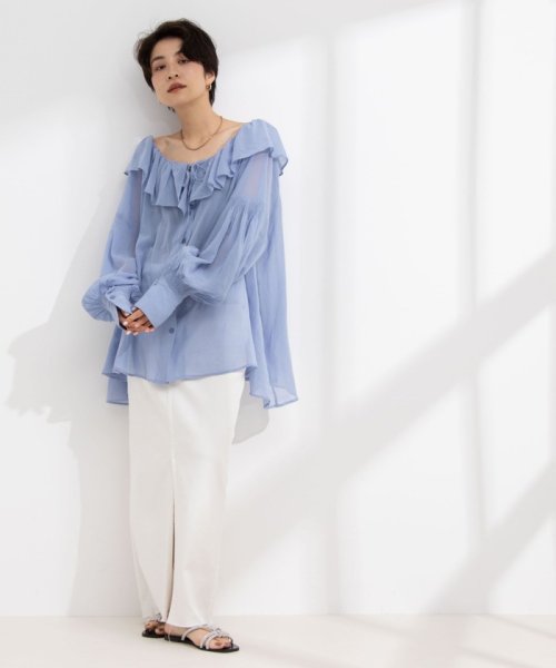 NOLLEY’S sophi(ノーリーズソフィー)/【crinkle crinkle crinkle/クリンクル クリンクル クリンクル】sheer cotton flare blouse/img12