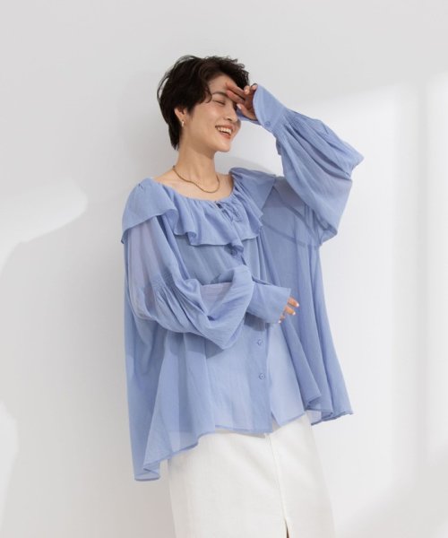 NOLLEY’S sophi(ノーリーズソフィー)/【crinkle crinkle crinkle/クリンクル クリンクル クリンクル】sheer cotton flare blouse/img13