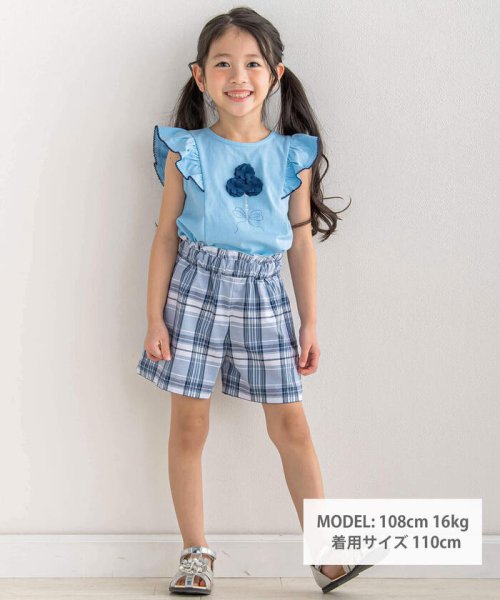 BeBe(ベベ)/シフォンフラワーモチーフ肩フリルTシャツ(90~150cm)/img01