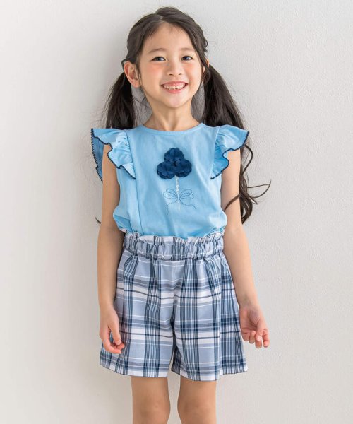 BeBe(ベベ)/シフォンフラワーモチーフ肩フリルTシャツ(90~150cm)/img04