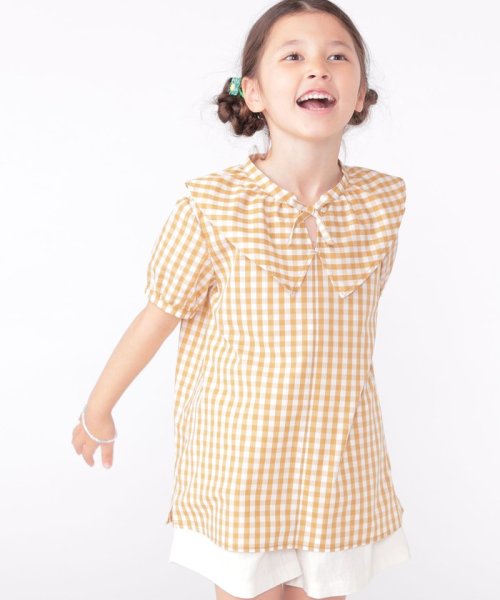 SHIPS KIDS(シップスキッズ)/SHIPS KIDS:100～130cm / ギンガムチェック 半袖 ブラウス/img13