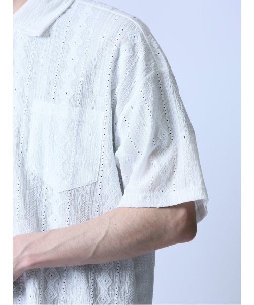 semanticdesign(セマンティックデザイン)/ジャガードストライプ 半袖シャツ メンズ シャツ カジュアル トップス インナー 半袖 ギフト プレゼント ライトアウター カーディガン アウター/img08