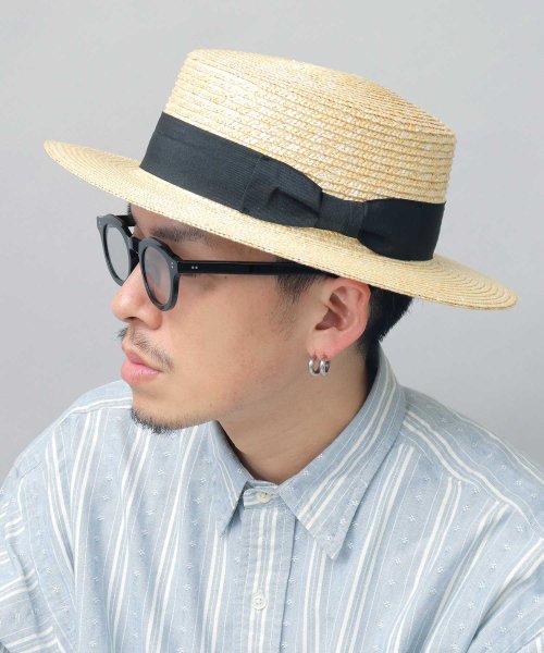 ReqHatter レックハッター カンカン帽 麦わら帽子 ストローハット ロングブリム 夏