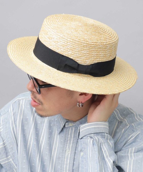 ReqHatter レックハッター カンカン帽 麦わら帽子 ストローハット ロングブリム 夏