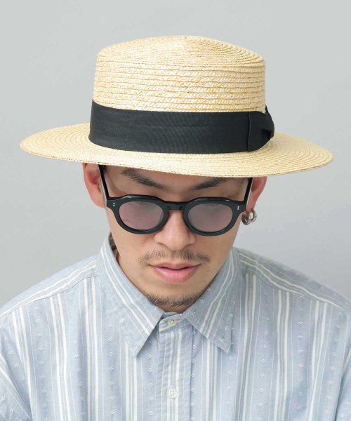 ReqHatter レックハッター カンカン帽 麦わら帽子 ストローハット ロングブリム 夏