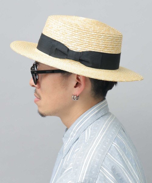 ReqHatter レックハッター カンカン帽 麦わら帽子 ストローハット ロングブリム 夏