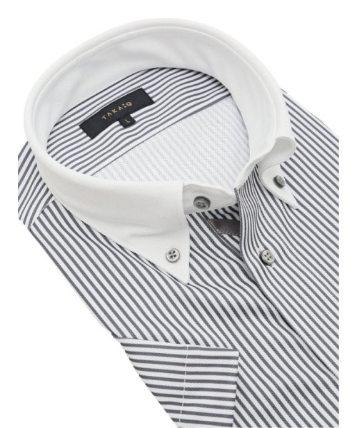 TAKA-Q(タカキュー)/クールパス スタンダードフィット ボタンダウン半袖ニットシャツ 半袖 シャツ メンズ ワイシャツ ビジネス ノーアイロン 形態安定 yシャツ 速乾/img01