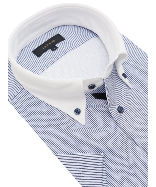 TAKA-Q(タカキュー)/クールパス スタンダードフィット ボタンダウン半袖ニットシャツ 半袖 シャツ メンズ ワイシャツ ビジネス ノーアイロン 形態安定 yシャツ 速乾/img01