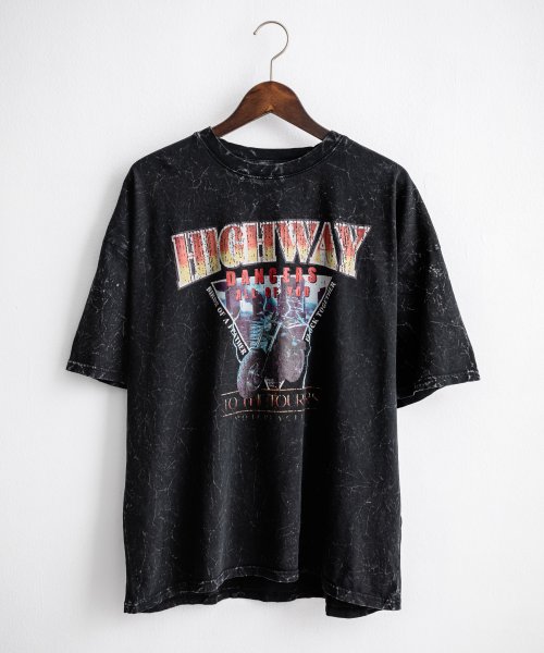 Rocky Monroe(ロッキーモンロー)/プリントTシャツ 半袖 バンドT メンズ レディース カットソー ビッグシルエット オーバーサイズ クールネック ピグメント加工 ケミカル加工 イーグル バイク/img25