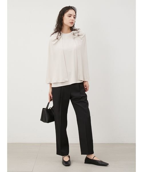 コサージュブラウステーパードパンツSET 5cm 予めご了承ください 総丈 ウエスト ヒップ 股上 2cm 股下 わたり幅 裾幅