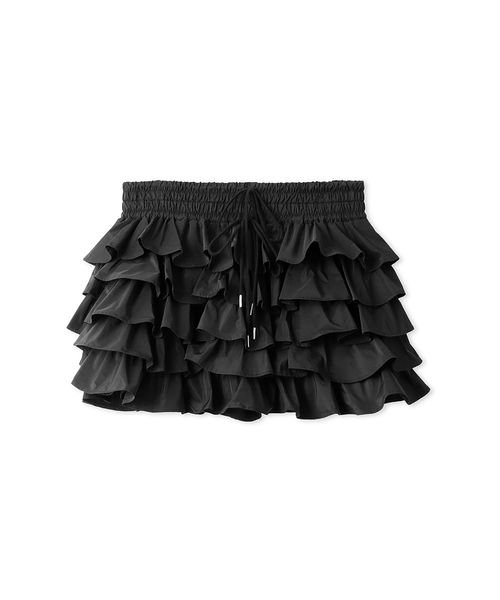 フリルティアードスカショーパン ホワイト ブラック 予めご了承ください