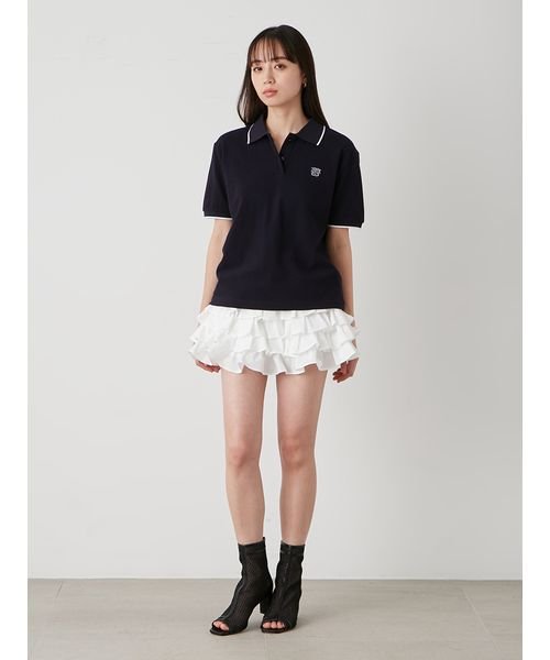 フリルティアードスカショーパン ホワイト ブラック 予めご了承ください