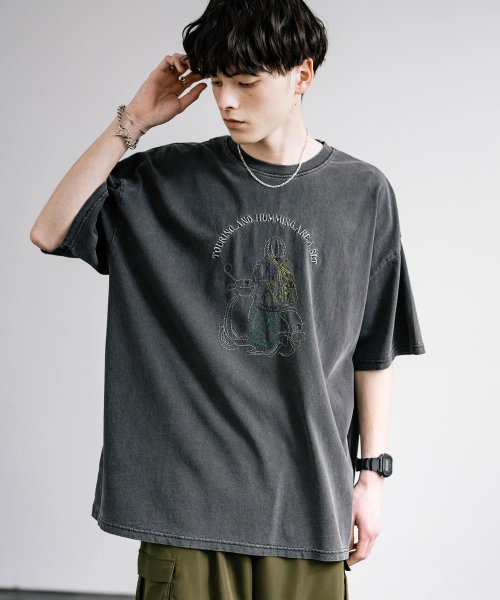 Rocky Monroe(ロッキーモンロー)/Tシャツ 半袖 刺繍 メンズ レディース 長袖 カットソー ビッグシルエット オーバーサイズ コットン ピグメント加工 ストリート カジュアル ペア お揃い ギ/img09