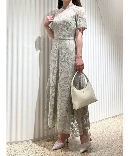 シフォンフリルレースドレス グレー 予めご了承ください