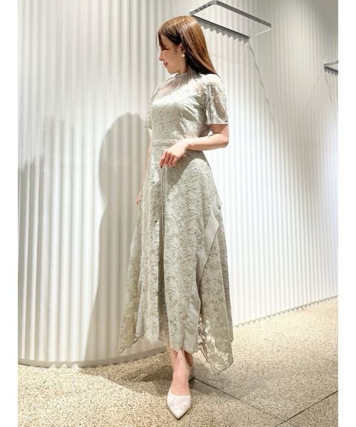 シフォンフリルレースドレス グレー 予めご了承ください