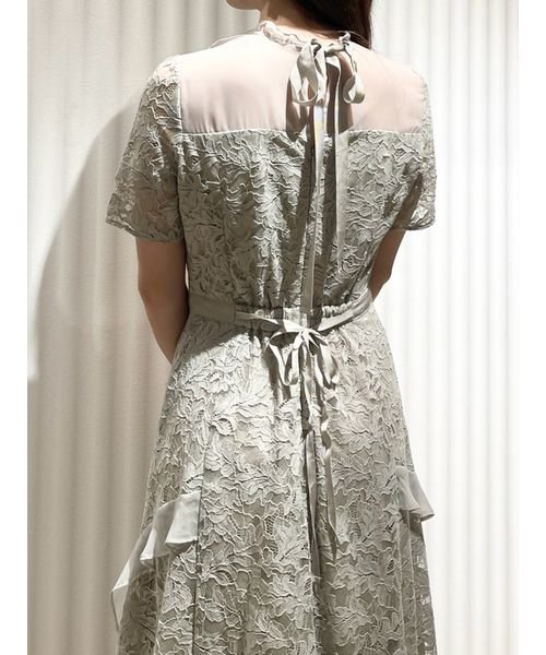 シフォンフリルレースドレス グレー 予めご了承ください