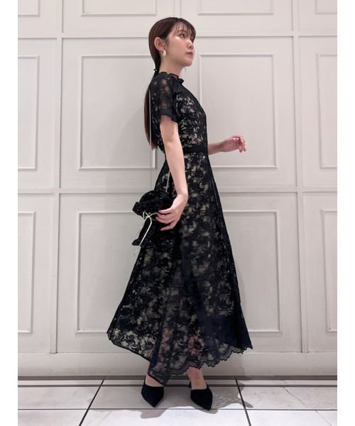 シフォンフリルレースドレス グレー 予めご了承ください