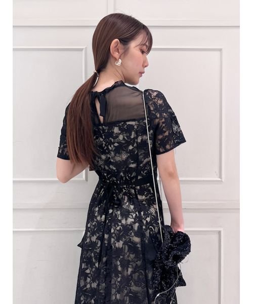 シフォンフリルレースドレス グレー 予めご了承ください